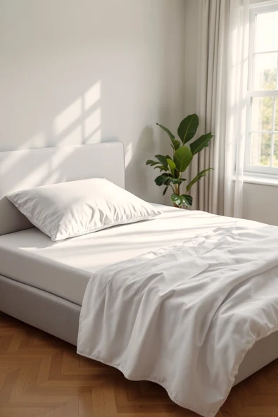 Lumira Tek Kişilik Pamuk Saten Düz Çarşaf | 220x300 cm |  Mix & Match | Otel Serisi ürün görseli 1