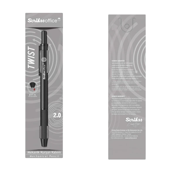 Scrikss Office Mekanik Kurşun Kalem 2.0 Twist Siyah ürün görseli