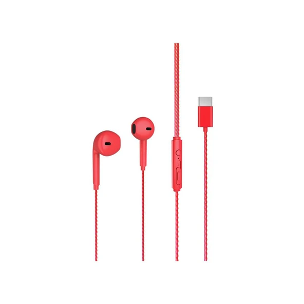 Lenovo Lecoo EH104 Kablolu Type-C Kulak İçi Kulaklık Kırmızı - Resim 5