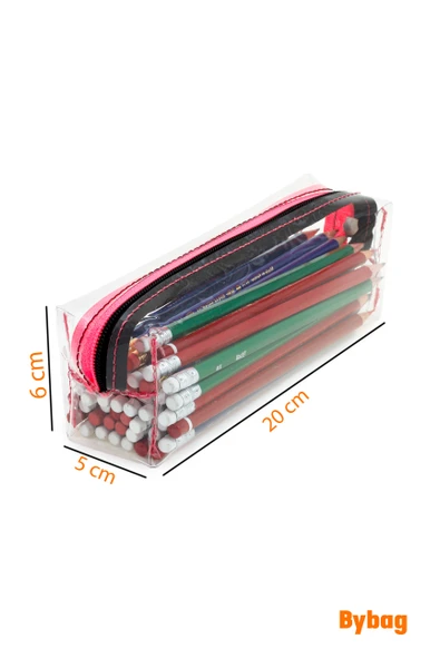 Siyah Pembe Blackpink Fermuarlı Kaliteli PVC Şeffaf Kalemlik Makyaj Çantası Kalem Kutusu - Resim 4