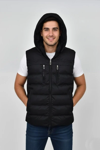 Erkek Kapüşonlu Spor Yelek 4021 BGL-ST04900 - Resim 4