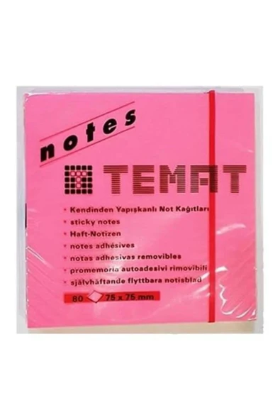 Temat Yapışkanlı Not Kağıdı Küp Fosforlu Renk 75x75 MM ürün görseli