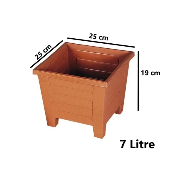 Omnipazar SY-5846 Dekoratif Plastik Kare Ayaklı Saksı 7 lt Kiremit 6 Adet - Resim 2