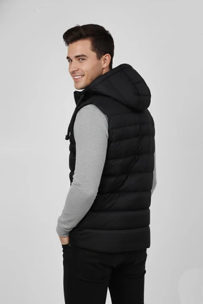 Erkek Kapüşonlu Spor Yelek 4300 BGL-ST04895 - Resim 7