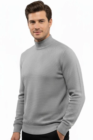 Erkek Yarım Balıkçı Kazak Triko Klasik Kalıp 5240B BGL-ST04856 - Resim 8