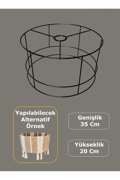 Silindir Lambader Teli , İskeleti Siyah Statik Boyalı - E27 (35 Cm) ürün görseli