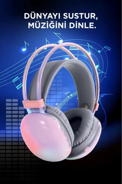 Kablosuz RGB Işıklı Kulak Üstü Bluetooth Kulaklık - 8