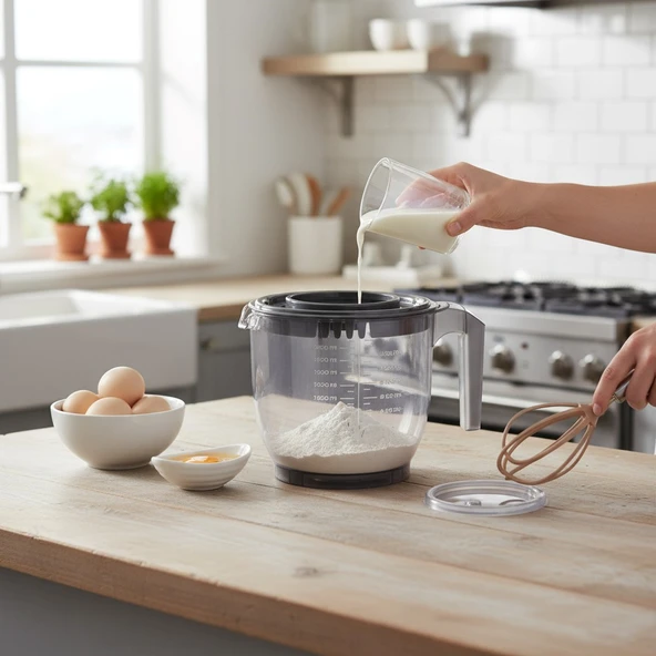 Technow Vip Ahmet VP-023 2200ml Kumsal Kapaklı Çırpma Mikser Kabı - Resim 6