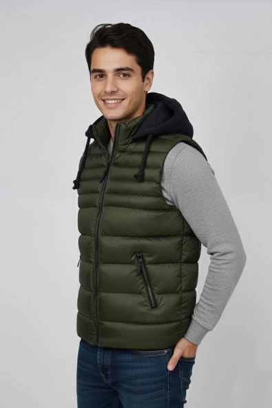 Erkek Kapüşonlu Spor Yelek 4300 BGL-ST04895 - Resim 4