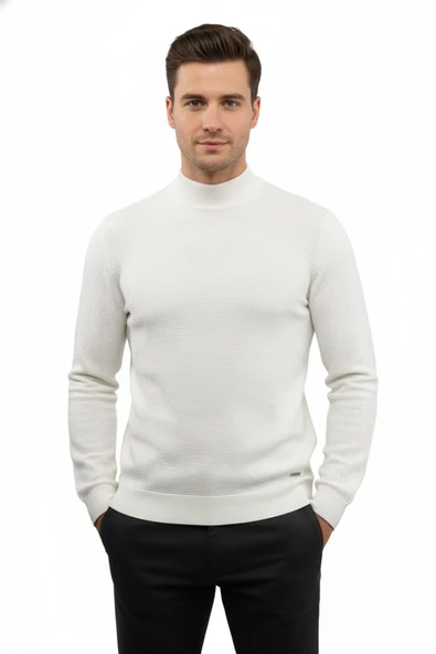 Erkek Yarım Balıkçı Kazak Triko Klasik Kalıp 5240B BGL-ST04856 - Resim 6