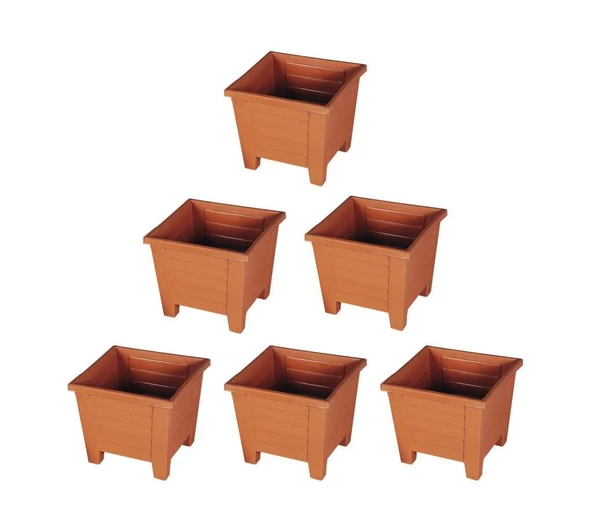 Omnipazar SY-5846 Dekoratif Plastik Kare Ayaklı Saksı 7 lt Kiremit 6 Adet ürün görseli