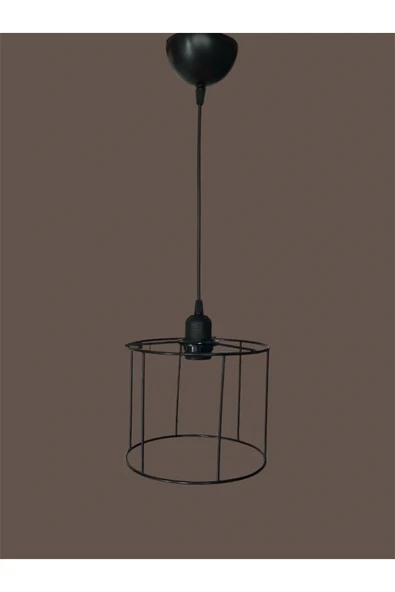 Silindir Avize Teli , İskeleti (Küçük Kısa 20x15 Cm) Siyah Statik Boyalı (Duy Takımı Dahil) - 2