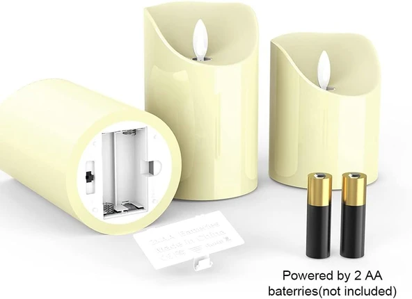 Led Mum 3lü Set Yanma Efektli Titrek Işık Özellikli Zamanlayıcılı Gerçek Hisli Mum Işık Aydınlatma Kumandalı - 5