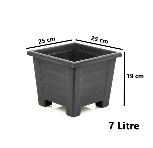 Omnipazar SY-5846 Dekoratif Plastik Kare Ayaklı Saksı 7 lt Antrasit 6 Adet - Resim 2