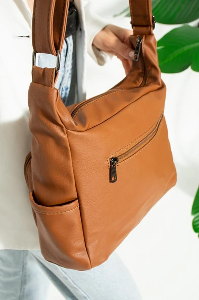 Y.S.Deri Kadın Postacı Çanta Çok Cepli 30*20 Cm Vegan Deri Bayan Çapraz Askılı Omuz Çantası - Resim 4