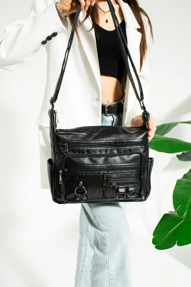 Y.S.Deri Kadın Postacı Çanta Çok Cepli 30*20 Cm Vegan Deri Bayan Çapraz Askılı Omuz Çantası - Resim 8