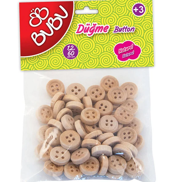 Bu-Bu 1,2cm 60'lı Natural Düğme BUBU-HS006 ürün görseli