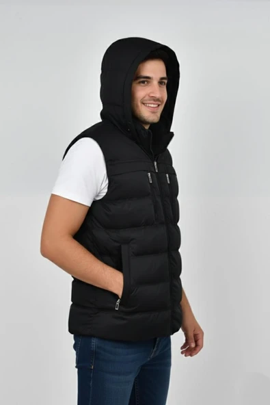 Erkek Kapüşonlu Spor Yelek 4021 BGL-ST04900 - Resim 6