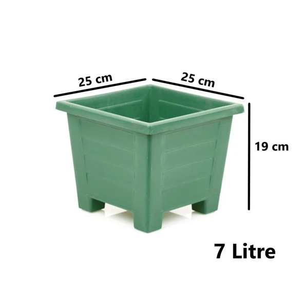 Omnipazar SY-5846 Dekoratif Plastik Kare Ayaklı Saksı 7 lt Yeşil 6 Adet - Resim 2