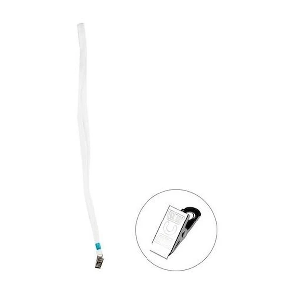 İnox Metal Klipsli Yaka Kartı İpi 50 Li Beyaz ürün görseli