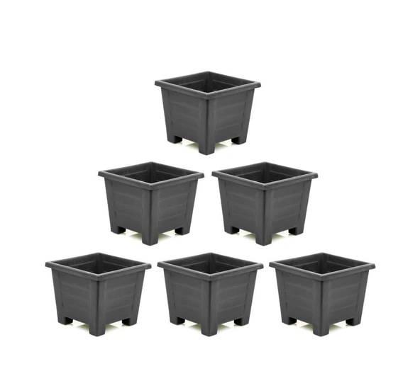 Omnipazar SY-5846 Dekoratif Plastik Kare Ayaklı Saksı 7 lt Antrasit 6 Adet ürün görseli