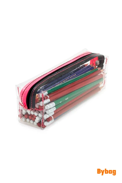 Siyah Pembe Blackpink Fermuarlı Kaliteli PVC Şeffaf Kalemlik Makyaj Çantası Kalem Kutusu - Resim 5