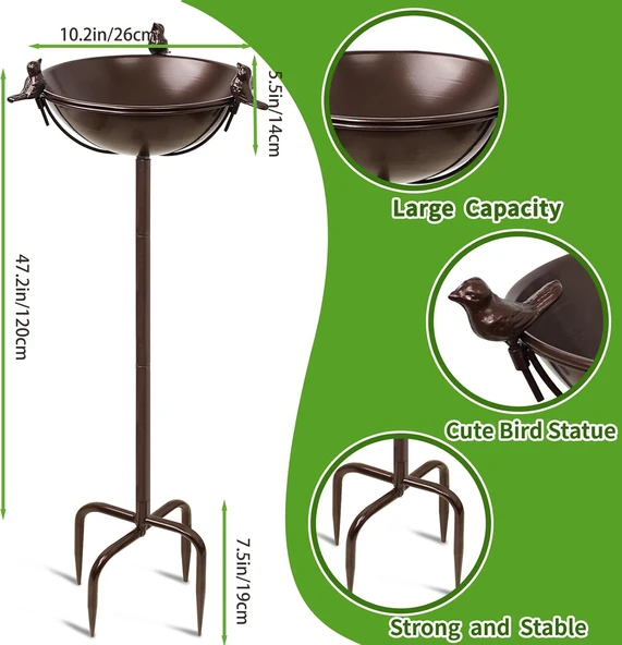 Bahçe Aksesuarı Kuş Havuzu Kuş Yemliği Suluğu Ayarlanabilir Boy Yabani Kuşlar İçin Havuz Yemlik Suluk - 2