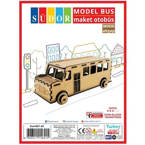 SÜDOR MD1-03 AHŞAP MAKET OTOBÜS ürün görseli
