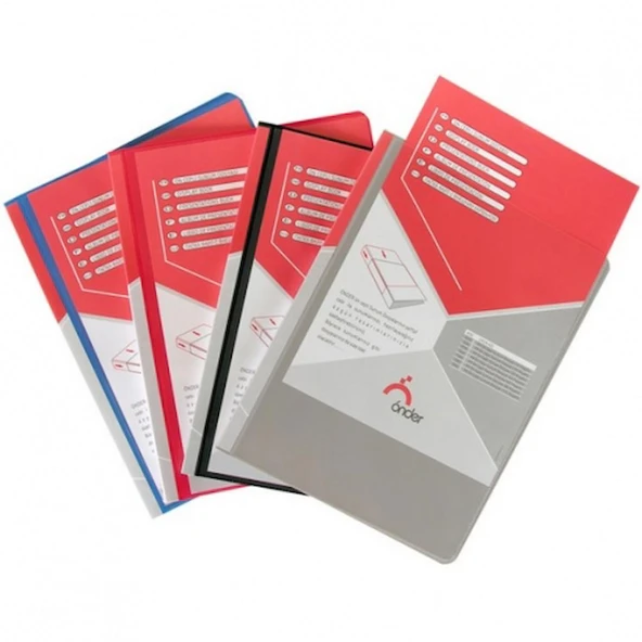 ÖNDER PP ÖN CEPLİ 40 POŞETLİ SUNUM DOSYASI KIRMIZI - Resim 2