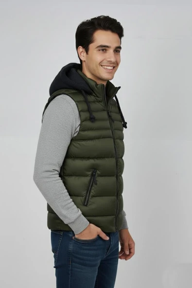 Erkek Kapüşonlu Spor Yelek 4300 BGL-ST04895 - Resim 8