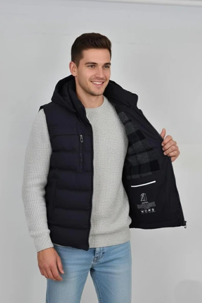 Erkek Kapüşonlu Spor Yelek 4021 BGL-ST04900 - Resim 9