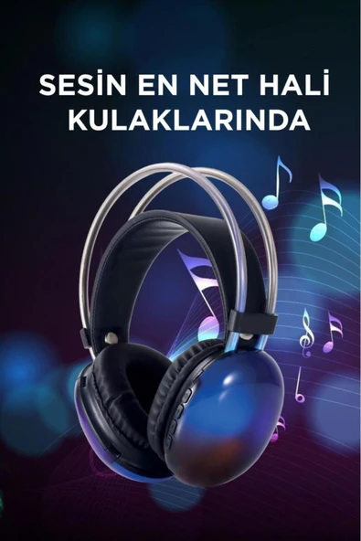 Kablosuz RGB Işıklı Kulak Üstü Bluetooth Kulaklık - 3