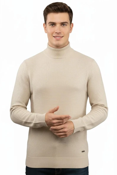 Erkek Yarım Balıkçı Kazak Triko Klasik Kalıp 5240B BGL-ST04856 - Resim 5