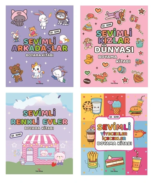 Yeti Sevimli Boyama Kitabı Seti (4 Kitap)