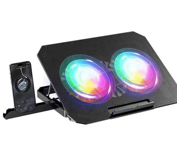pilelistore ZRn33 2 Fanlı Standlı Rgb Laptop Soğutucu