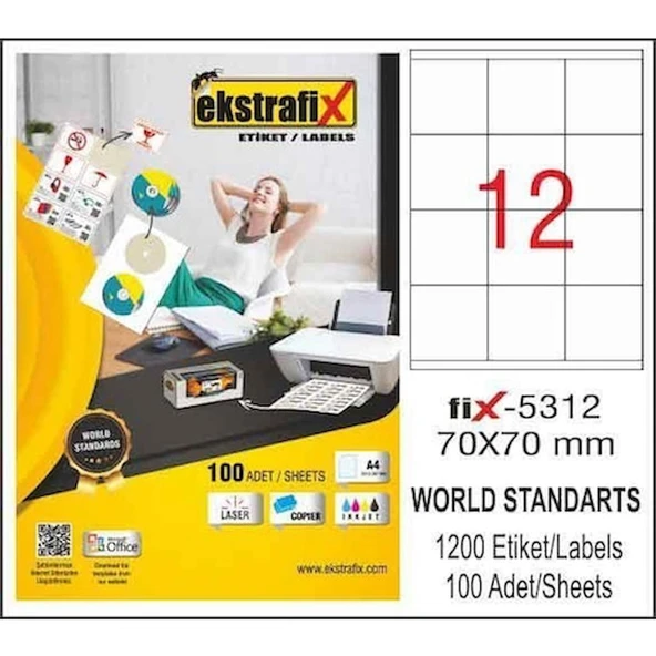 Ekstrafix Laser Etiket 70x70 Laser-copy-ınkjet Fix-5312 ürün görseli