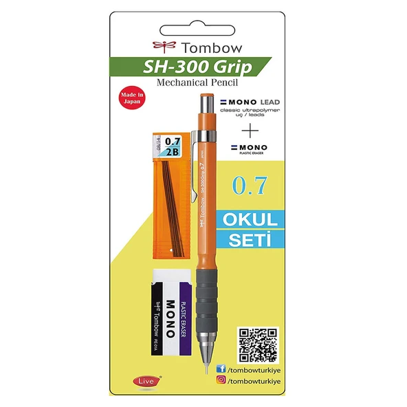 Tombow SH-300 Grip 0,7mm Turuncu Versatil Kalem Okul Seti GR54 ürün görseli