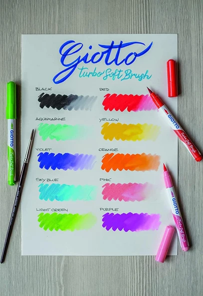 Giotto Turbo Soft Brush Marker Fırça Uçlu Kalem 10 Renk - Resim 3