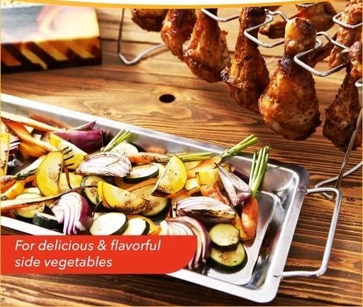 Tavuk Pişirme Aparatı Izgara Mangal ve Fırın için Tavuk Kanadı Baget Barbekü Pişirme Damlama Tepsisi - 5