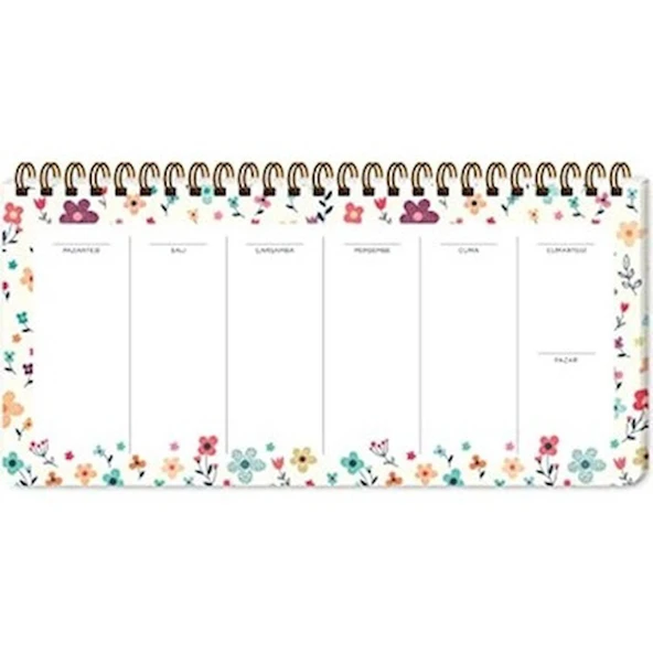 Keskin Color Spiralli Planner Krem Çiçek 13x27 ürün görseli