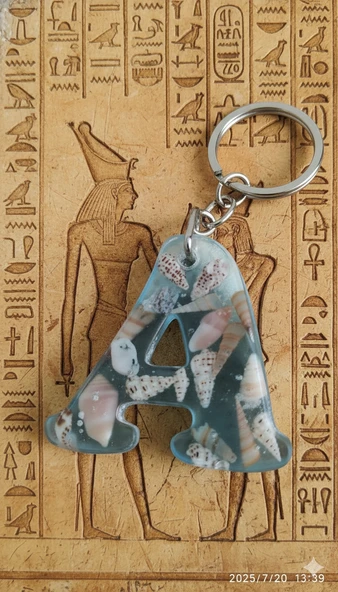 Reçine Harf Anahtarlık (A)- Gerçek Deniz Kabuğu ve Mavi Deniz Esintisi - Resim 2