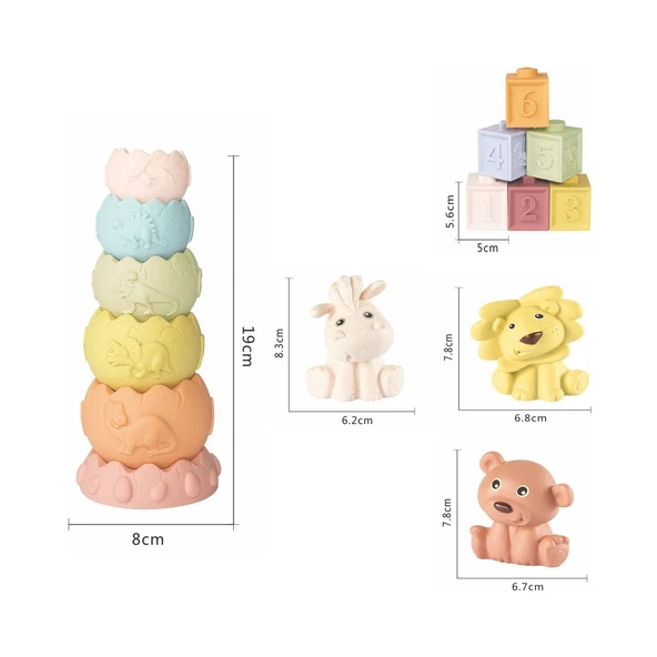 15 Parça Duyusal Oyuncak Banyo Oyuncağı Yumuşak Renkli Parçalar 6AY+ - Resim 2