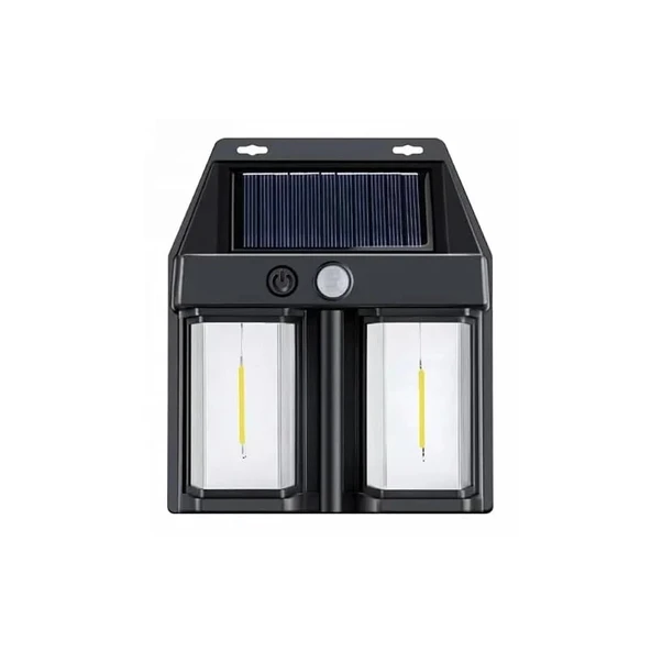 pilelistore Rustik Ampul İkili Solar Duvar Aplik Güneş Enerjili Hareket Sensörlü