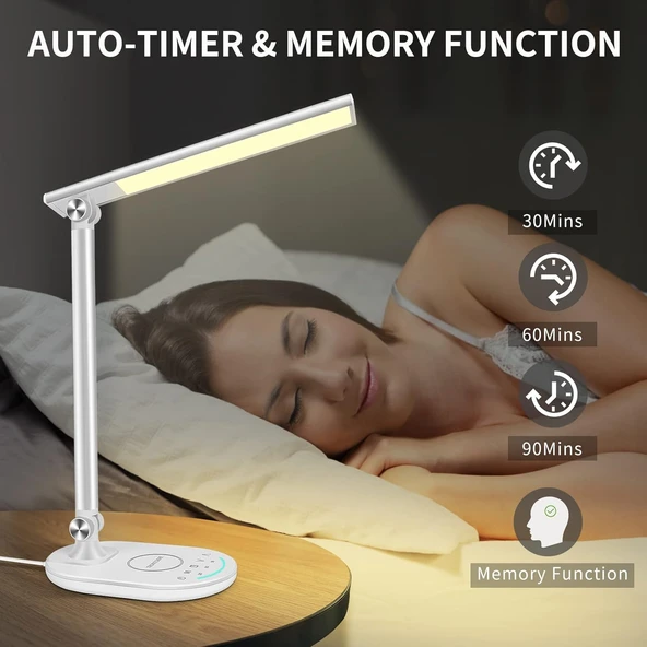 Lüx LED Çalışma Masa Lambas Göz Yormayan 10 Farklı Kademe Ayarı Usb Çıkış Özellikli Gece Lambası - 5