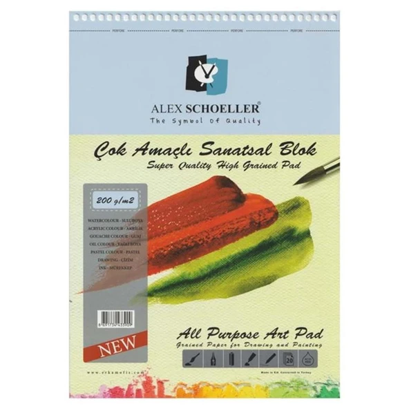 Alex Schoeller A5 200 Gr. 20 Yp. Spiralli Çok Amaçlı Sanatsal Blok ALX-3893 ürün görseli