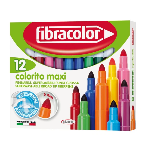 Fibracolor Colorito Maxi 12'li Yıkanabilir Jumbo Keçeli Kalem ürün görseli