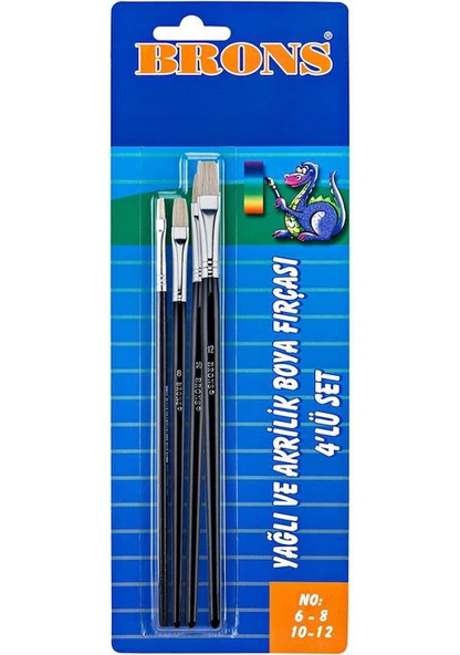 Brons Yağlı ve Akrilik Boya Fırça Seti 4 Lü 6-8-10-12 ürün görseli