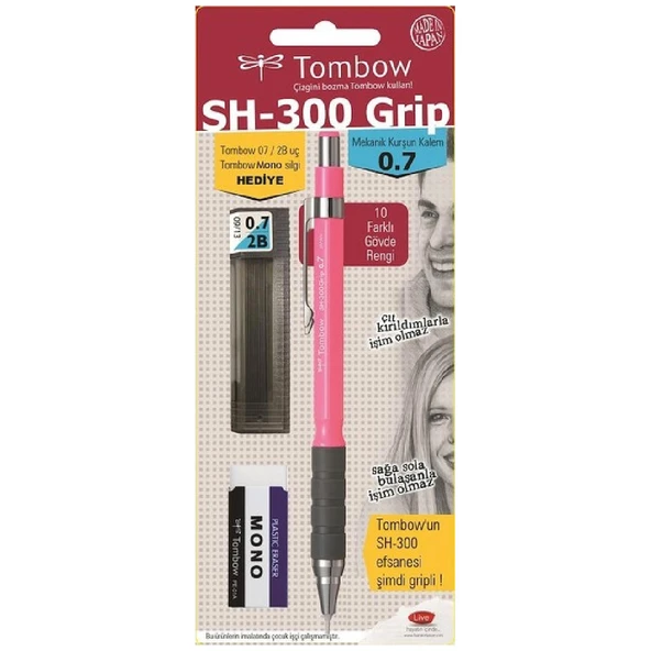 Tombow SH-300 Grip 0,7mm Pembe Versatil Kalem Okul Seti GR81 ürün görseli