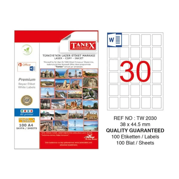 Tanex 38X44,5 mm. Laser Etiket 100 Adet TW-2030 ürün görseli