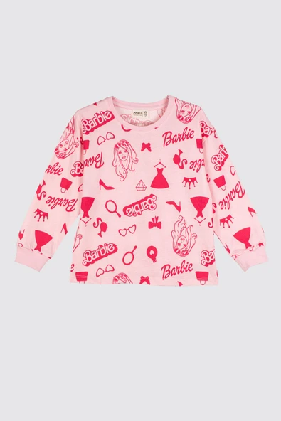 Barbie Desenli %100 Pamuk Kız Çocuk Pijama Takımı - Resim 2